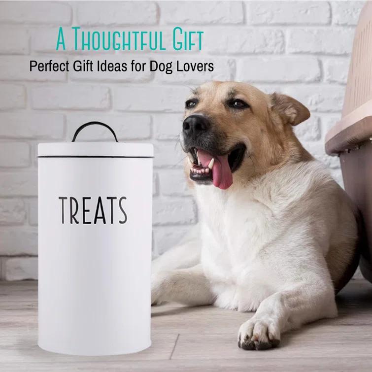 Outshine Co Outshine White Farmhouse Dog Food Bin Storage Container Cute Pet Food And Treat Canister With Lid & Reviews | Wayfair