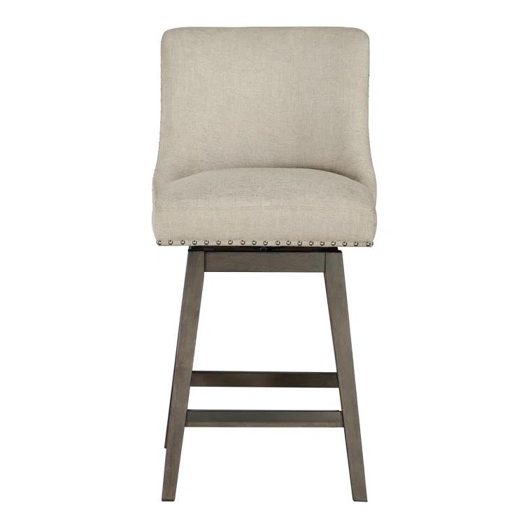 OSP Designs Granville Swivel Upholstered Counter Stool with Solid Wood Frame