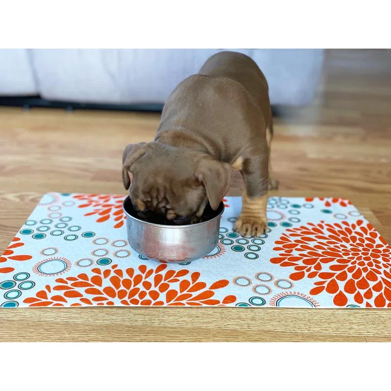 Drymate Pet Bowl Placemat, Feeding Mat For Dog & Cat - Thin, Absorbent, Waterproof, Machine Washable
