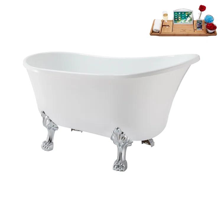 Streamline Bath 51.2'' x 25.6'' Freestanding Soaking Acrylic Bathtub N373CH-IN-CH
