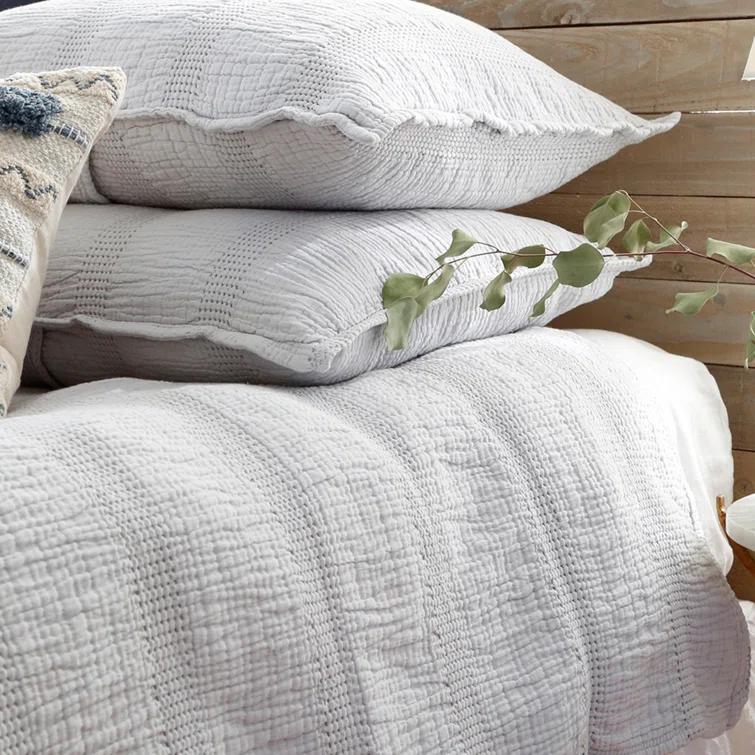 Nantucket Cotton Matelassé Sham by Pom Pom at Home - Grey / Standard