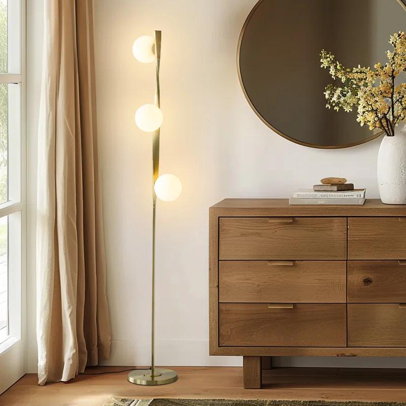 Brightech Nola 60 in. Industrial 3-Way Dimming LED Floor Lamp with 3 Glass Globe Shades