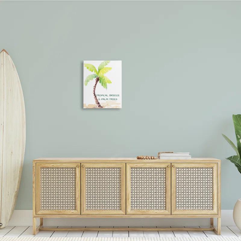 Stupell Industries Tropical Breeze & Palm Trees Phrase Soft Beach Black Framed Giclee Texturized Art By Lanie Loreth