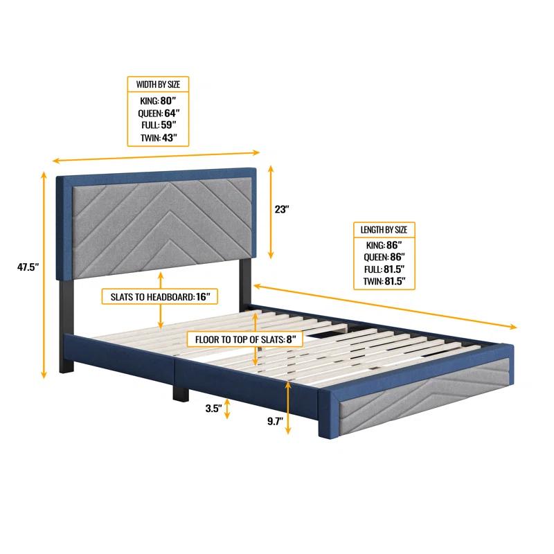 Boyd Sleep Barcelona Linen or Faux Leather Upholstered Platform Bed Frame with Adjustable Headboard, Heavy Duty Slat Support System, No Box Spring Required - Boyd Sleep