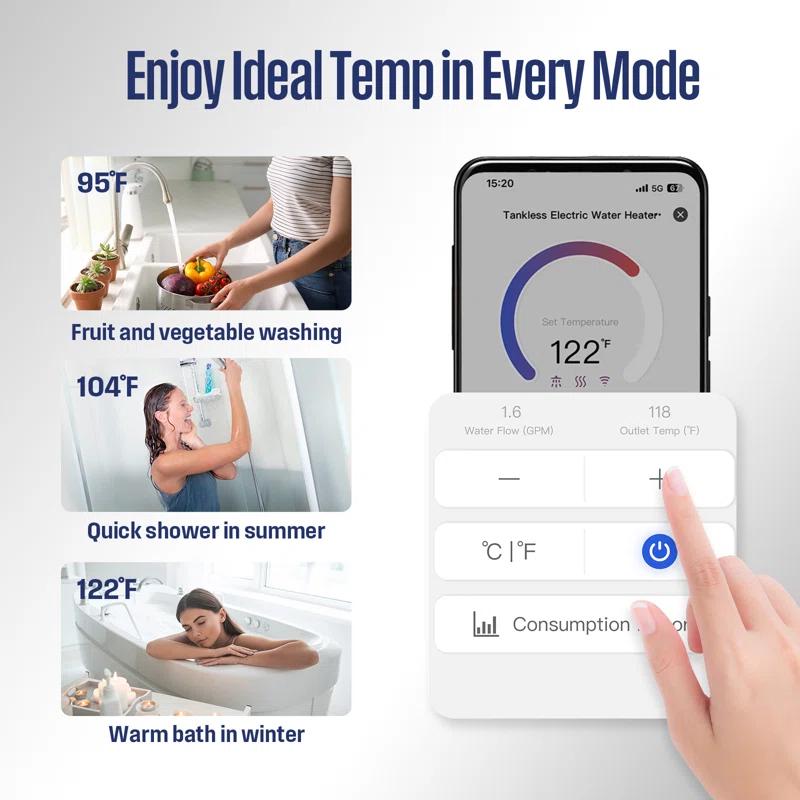 Westinghouse Apolo Performance 27 kW 6.3 GPM 240-Volt Smart WiFi Control Tankless Electric Water Heater