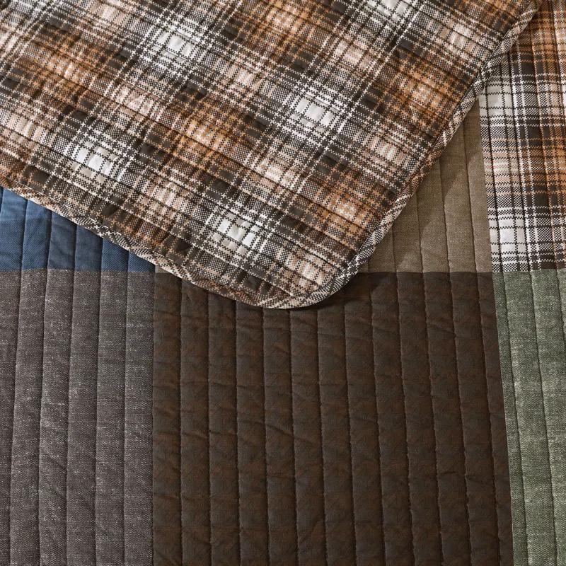 Eddie Bauer Fern Garden Eddie Bauer Classic Patchwork Cotton Reversible Green Quilt Set