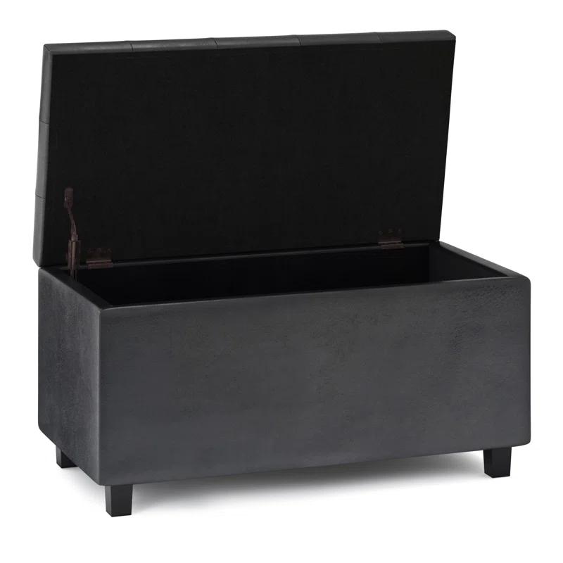 Simpli Home Cosmopolitan Faux Leather Ottoman