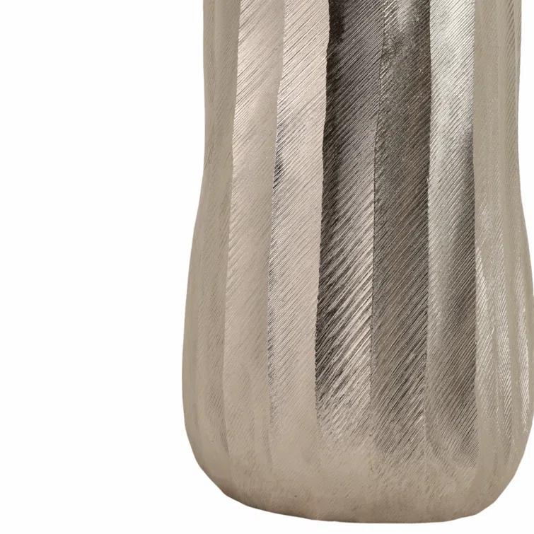 Sagebrook Home 58" Rounded Etched Metal Floor Vase, Silver | Perigold