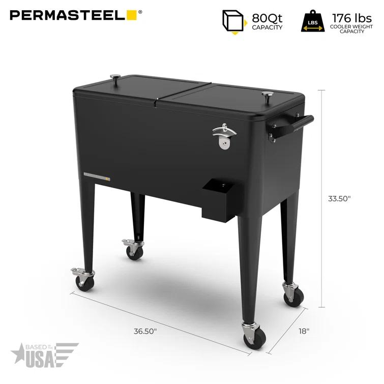Permasteel 80-Qt Classic Outdoor Patio Cooler On Wheels