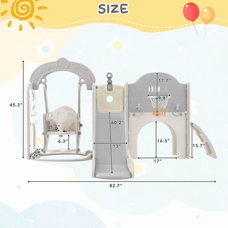 Mocoloo Toddler Slide and Swing Set 7 in 1, Kids Climber Slide Playset with with Ball & Hoop, Telescope