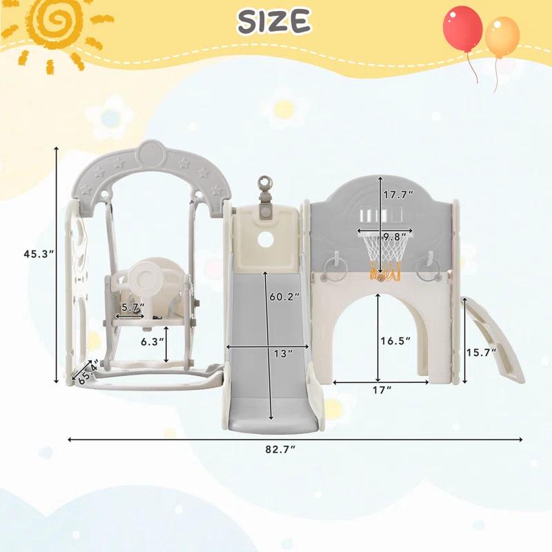 Mocoloo Toddler Slide and Swing Set 7 in 1, Kids Climber Slide Playset with with Ball & Hoop, Telescope