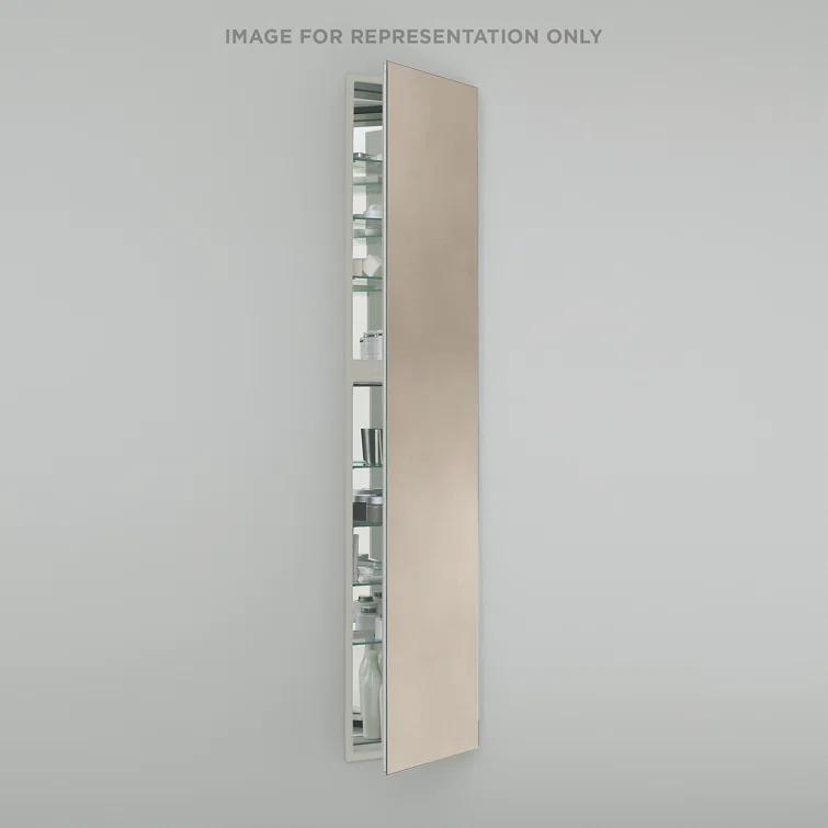 M Series Recessed Framed 1 Door Medicine Cabinet with 7 Adjustable Shelves and LED Lighting
