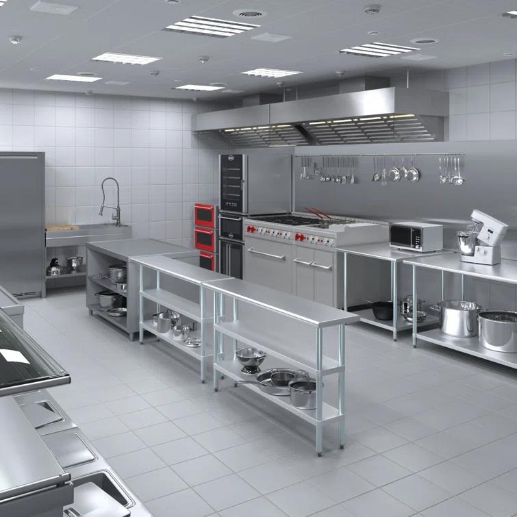 Amgood Stainless Steel Work Table with 2 Shelves