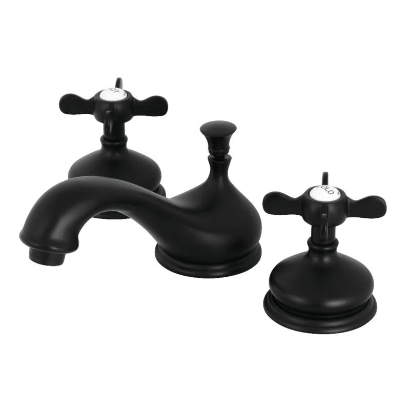 Kingston Brass Essex Two-Handle 3-Hole Deck Mount Widespread Bathroom Faucet with Brass Pop-Up Drain