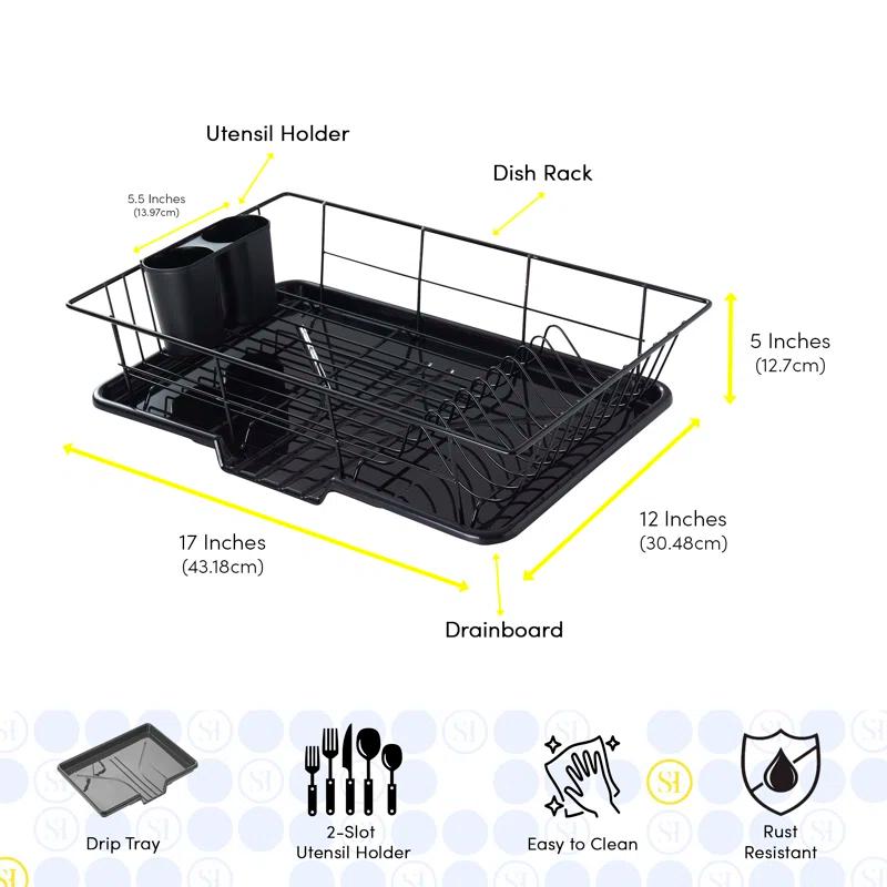 Sweet Home Collection 3-Piece Countertop Dish Rack