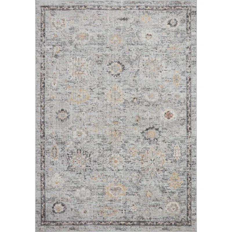Loloi II Floral Machine Made Power Loomed Polypropylene Area Rug in Gray