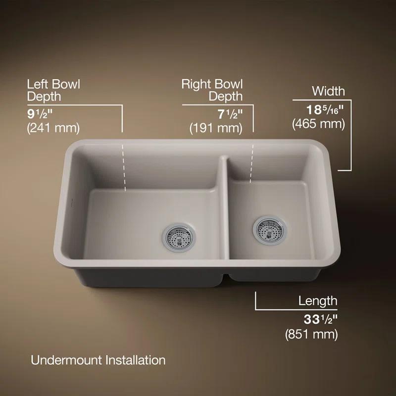 Cairn® 34" L x 18" W Double Basin Undermount with Accessories