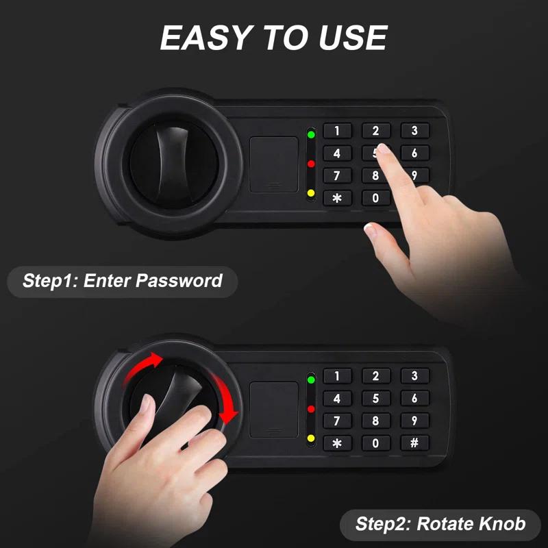 Safe 2.2 Cubic Feet Fire Resistant And Waterproof Home Safe, Keypad Large Lock Box Cabinet Safe, Solid Alloy Steel Office Hotel Home Safe, Black
