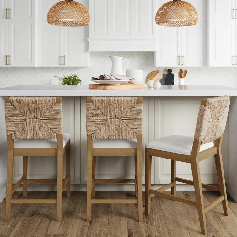 Nathan James Beacon Upholstered Counter Stool with Solid Wood Frame