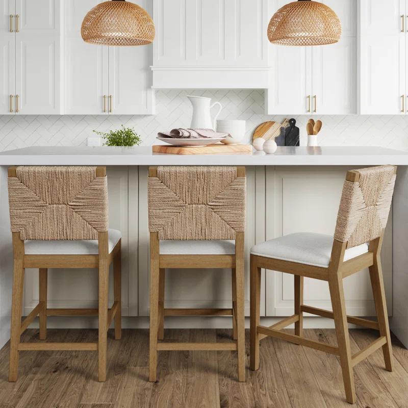 Nathan James Beacon Upholstered Counter Stool with Solid Wood Frame