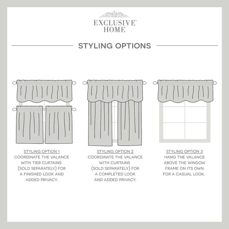 Gray Linen-Look Scalloped Rod Pocket Valance