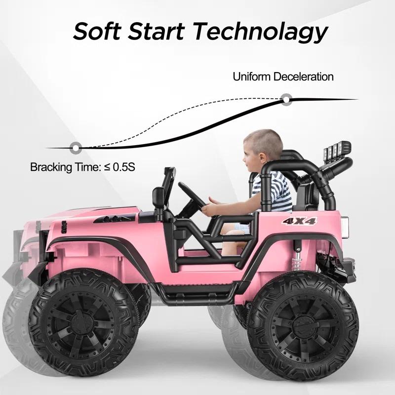 Ancheer 24V 2 Seater Ride On Car Jeep For Big Kids, Ride On Toys UTV With Parent Remote, LED Lights, Spring Suspension, Bluetooth, Music, USB, MP3