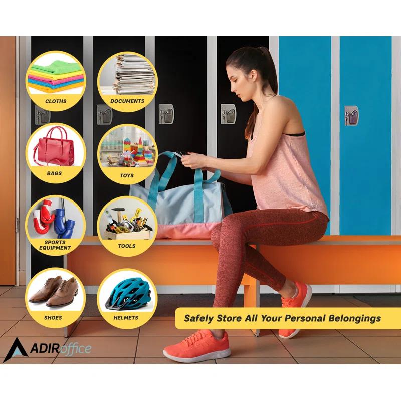 AdirOffice 12'' Wide Steel 1-Tier School and Gym Locker (Set of 2)