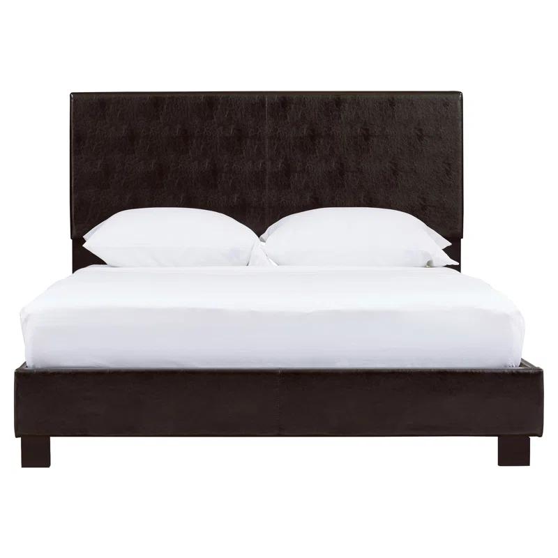 Winston Porter Bernhilde Upholstered Queen Panel Bed Dark Brown
