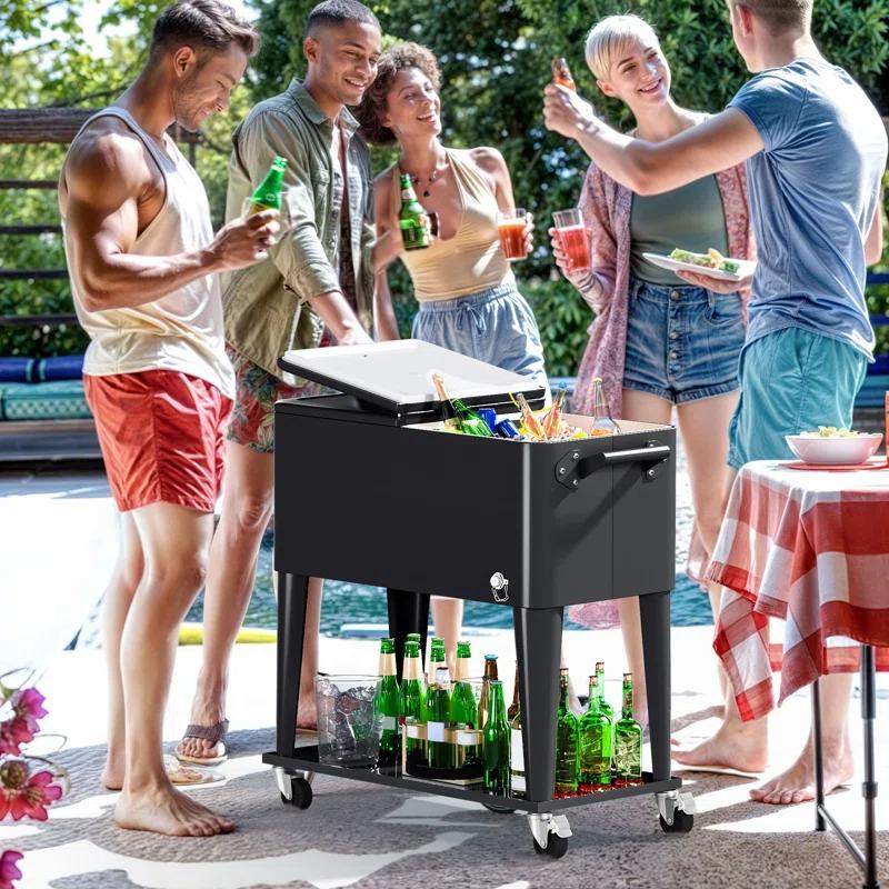 Permasteel 80-Qt Classic Outdoor Patio Cooler On Wheels