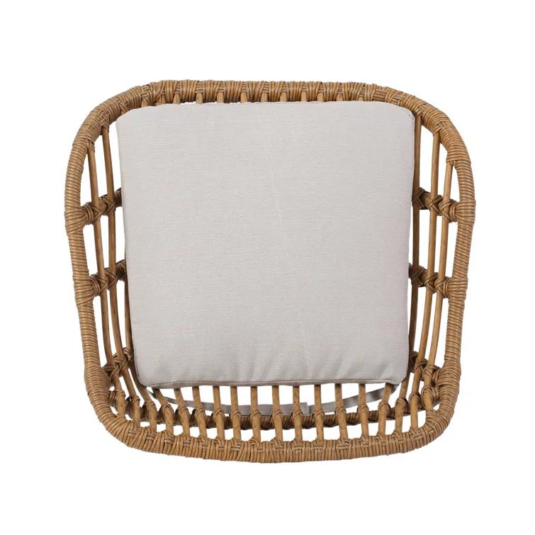 George Oliver Endicott Wicker Outdoor 30'' Bar Stool with Cushion (Set of 2)