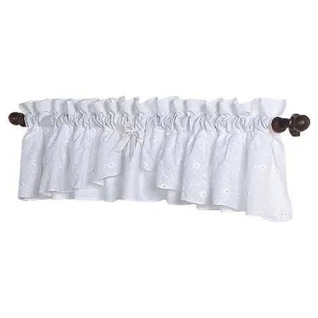 Sweet Jojo Designs Eyelet Floral Ruffled 84" Window Valance in White