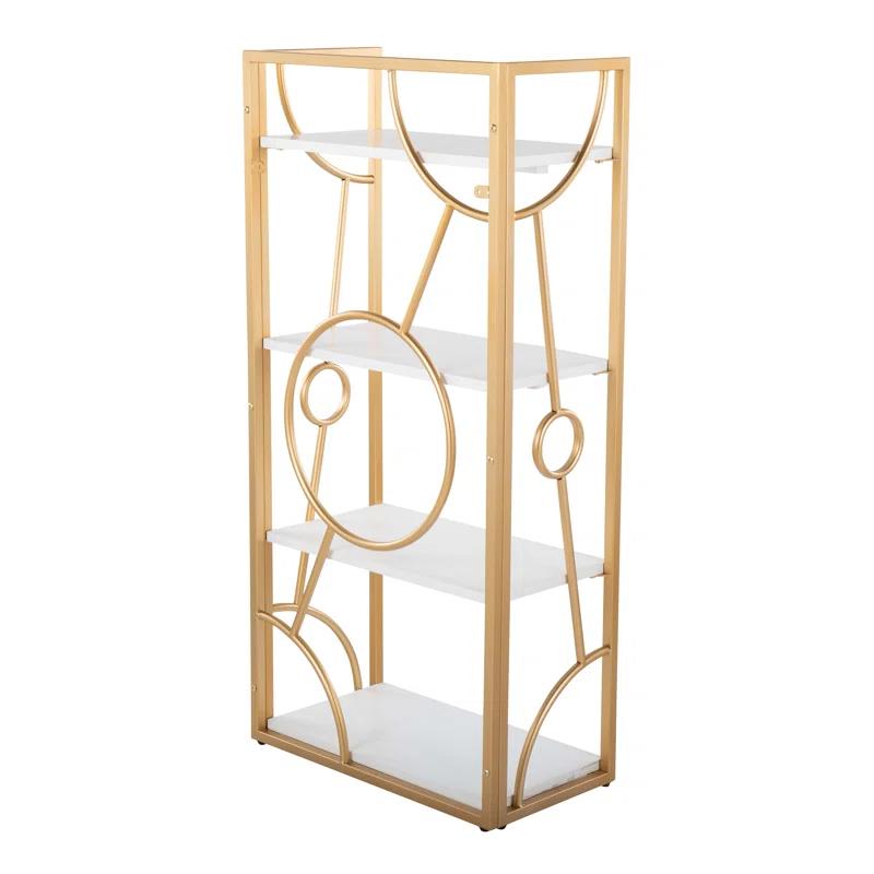 Everly Quinn Constellation Contemporary Bookcase in Gold Metal and Wood by LumiSource