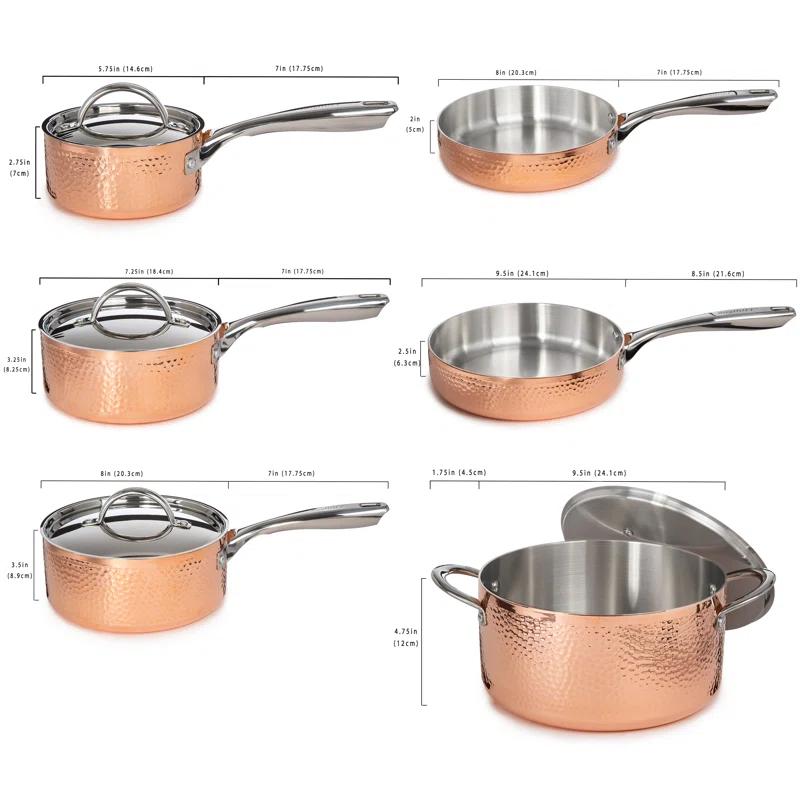 BergHOFF BergHOFF Vintage 10 Piece Hammered Copper Cookware Set