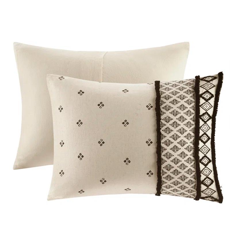 INK+IVY Marta 3 Piece Cotton and Flax Linen Blend Comforter Set