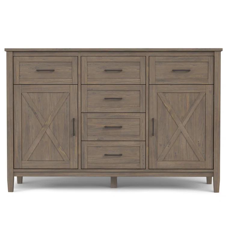Simpli Home Ela 54"W Solid Wood Sideboard Buffet with 6 Drawers and 2 Storage Cabinets