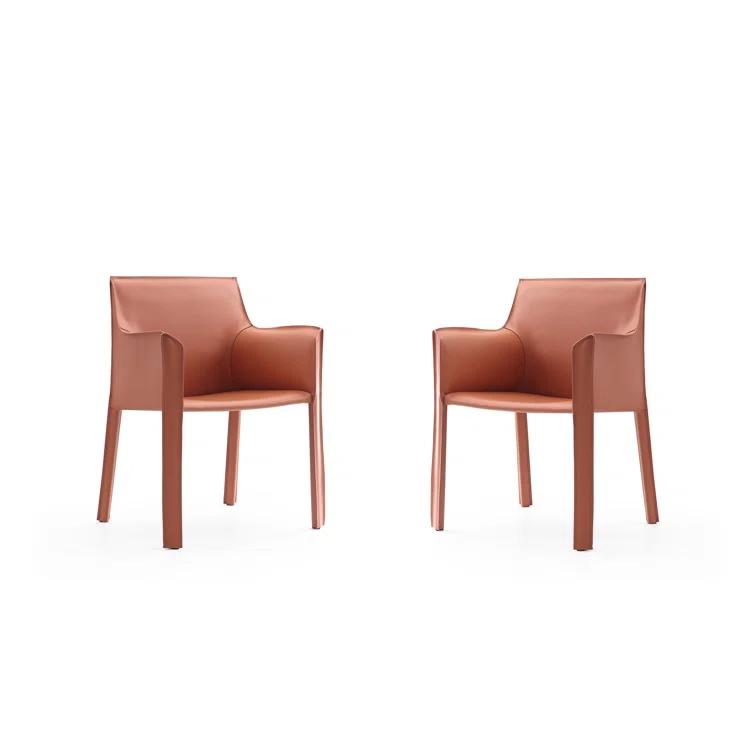 Latitude Run® Vogue Vegan Leather Upholstered Metal Dining Arm Chair