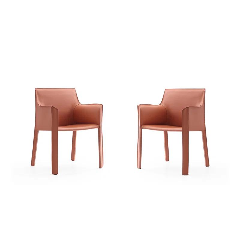 Latitude Run® Vogue Vegan Leather Upholstered Metal Dining Arm Chair