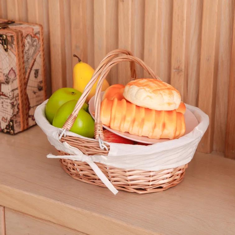 Quickway Imports Wicker Willow Picnic Basket with Double Drop - Down Handles