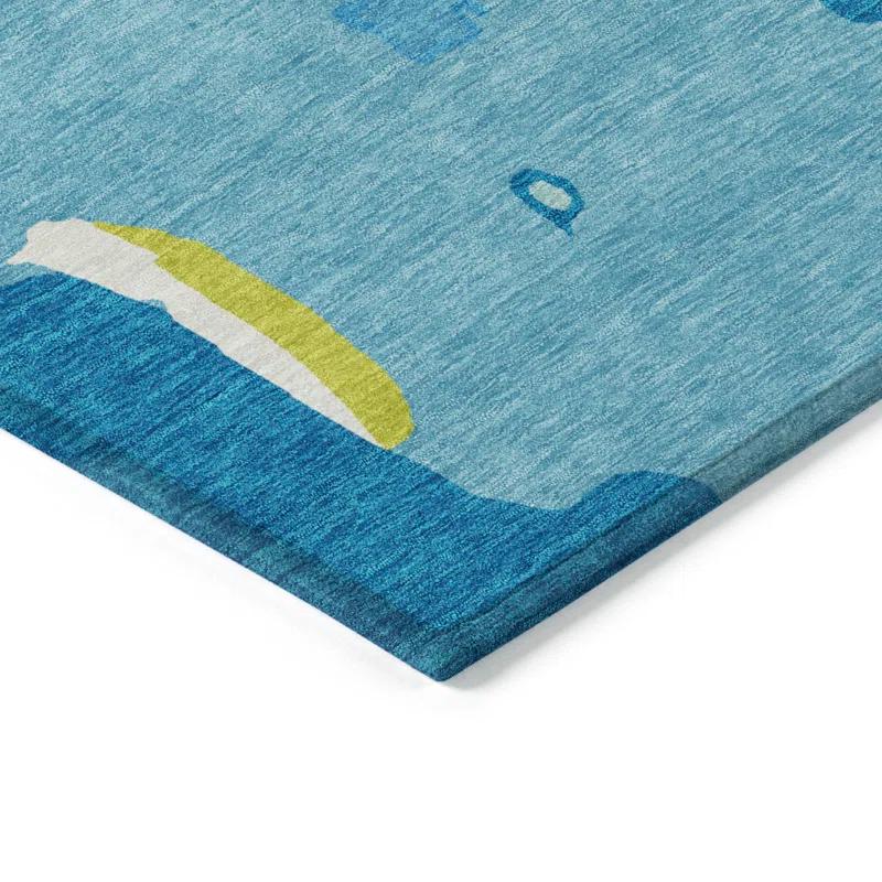 Turquoise Machine Washable Indoor/Outdoor Area Rug ACN1028