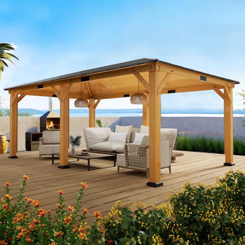 EROMMY 20 Ft. W X 12 Ft. D Solid Wood Patio Gazebo