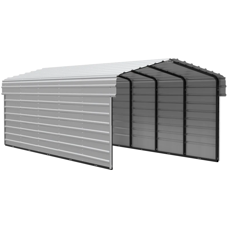Arrow 24 x 10 ft Charcoal Carport with 2-sided Enclosure