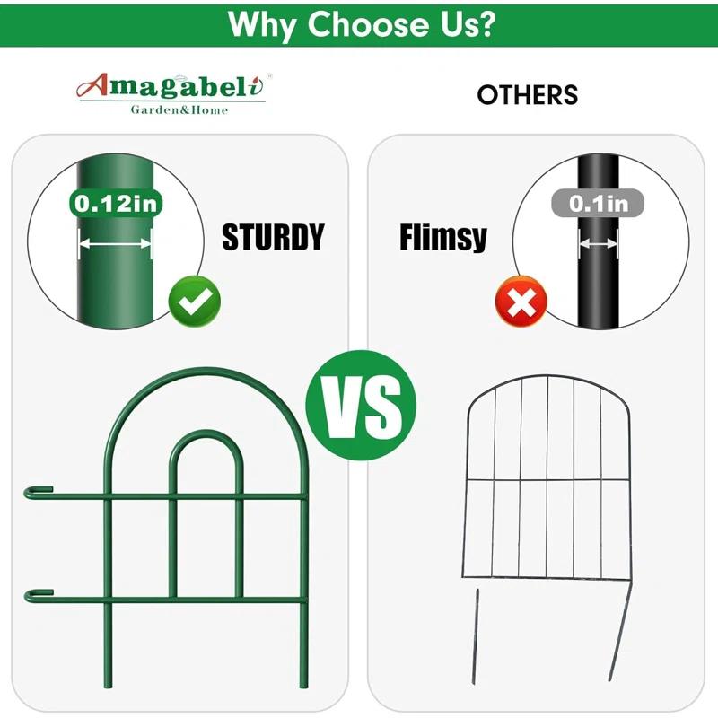 Amagabeli 35panels Decorative Garden Fence 18inchl x 50ft Border Animal Barrier Fence Border Green Thicken