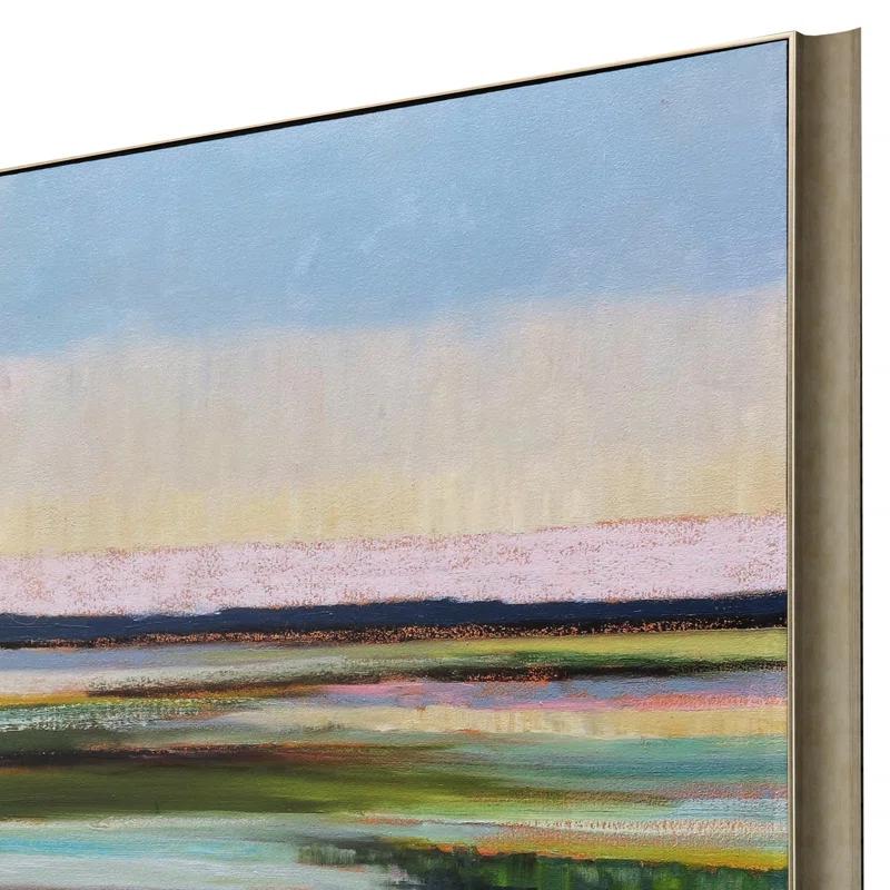 HomeRoots Tidal Waters Gold Framed Print Wall Art