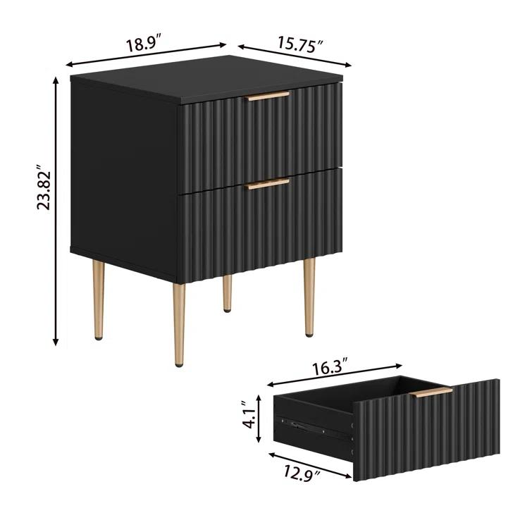 Mercer41 Rishaw Fluted Nightstand With 2 Drawers (Set of 2)