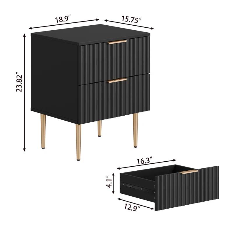Mercer41 Rishaw Fluted Nightstand With 2 Drawers (Set of 2)