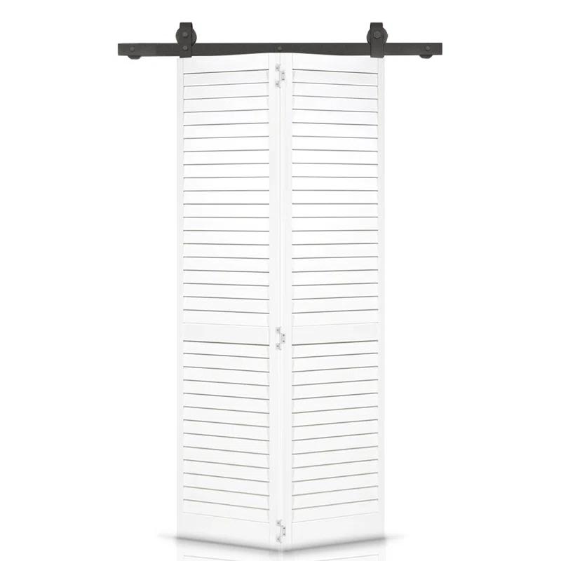 Calhome 80'' Solid Wood Louvered Bi-Fold Door