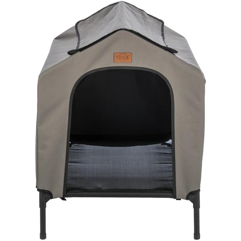 TRIXIE 2-in-1 Elevated Dog House, Portable Pet Camping Cot & Tent, Raised Bed & Dog Shade for Dogs