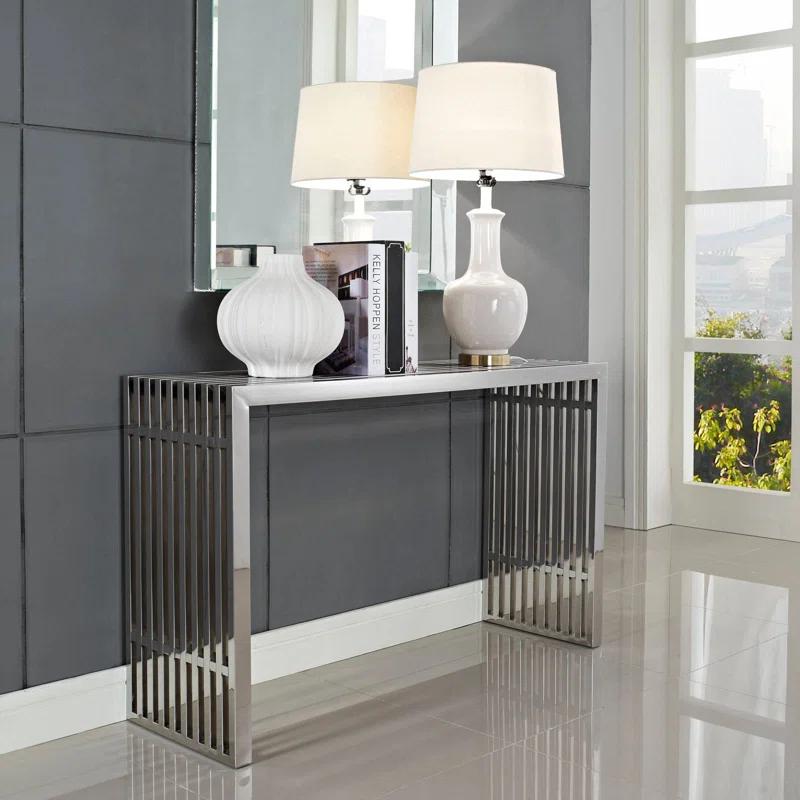Modway Stainless Steel Modern Gridiron Console Table by Modway