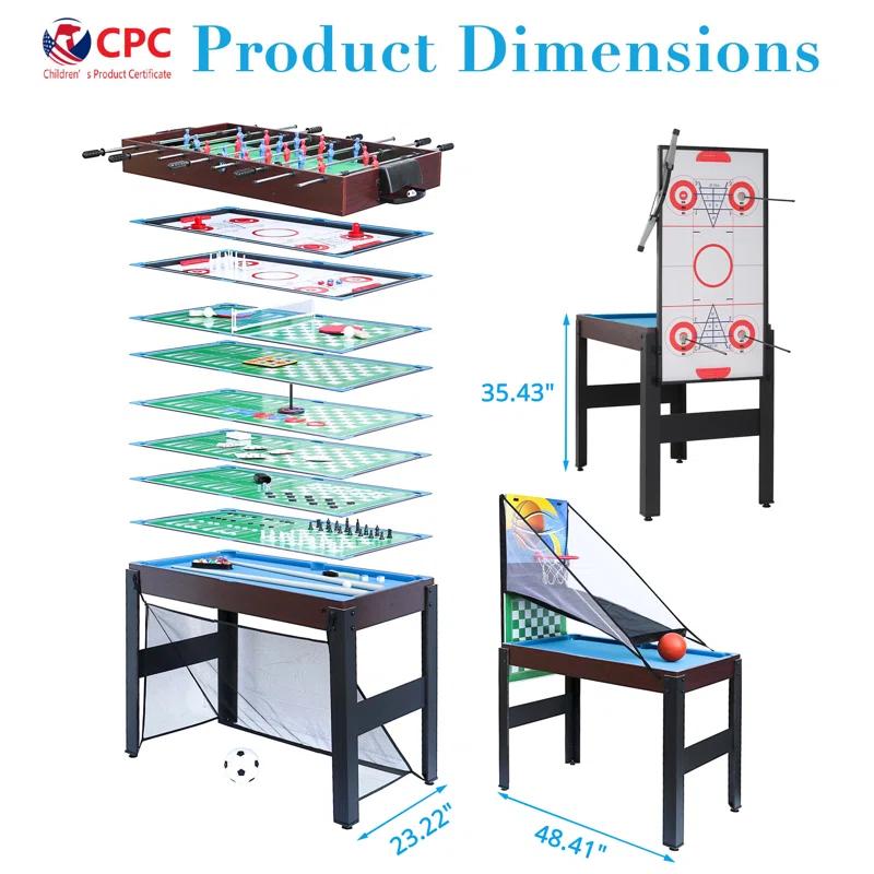 iYofe 16-In-1 Multi-Game Combination Table Includes Basketball, Table Tennis, Billiards, Push Hockey, Launch Football, Baseball, Mutter Toe And Skee Bean Bag Toss