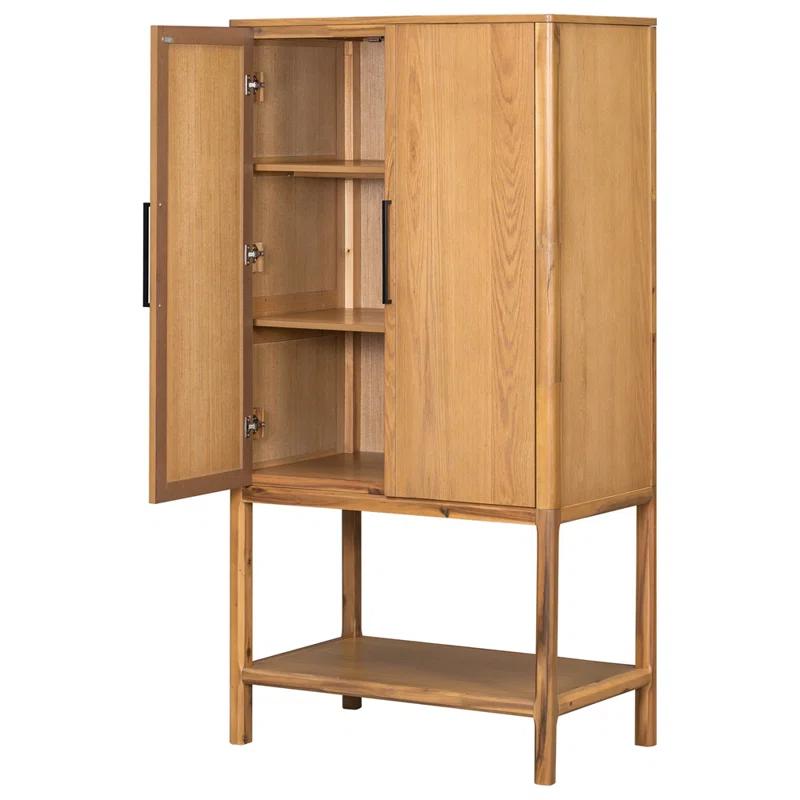 Keyly inc 36.2" W multiple storage functions Oak Veneer Cabinet